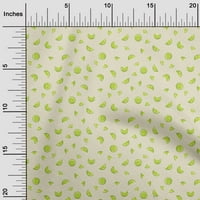 Jednobojna pamučna tkanina s biljnim printom u obliku kriški limuna širine dvorišta