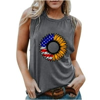 Ženska majica s američkom zastavom u nevolji, Majica Bez rukava s printom Dana neovisnosti, prugaste zvijezde, majice bez rukava