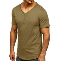 Muška proljetno-ljetna retro poslovna casual Putnička jednobojna majica s izrezom u obliku slova A S više gumba bluza kratkih rukava