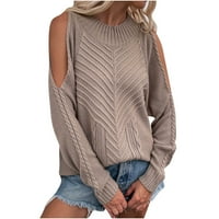 Jesenske, zimske ženske džempere-kardigani, plus veličine, predimenzionirane, tople, bež, ženske modne obične Ležerne majice s dugim