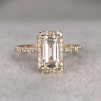 Najbolji 1. Umjetni dijamantni prsten Moissanite i umjetni dijamantni prsten Moissanite smaragdno izrezan i pozlaćen 18K