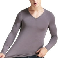 Muške modne majice s dugim rukavima, jednobojna Bluza, ležerna odjeća, pulover s izrezom u obliku slova 2, Siva