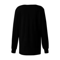Ženska Moda za slobodno vrijeme, pulover s izrezom u obliku slova A i dugim rukavima s printom, gornja bluza, crna u obliku slova
