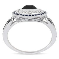 Vjenčani prsten Miabella s crno-bijelim dijamantom T. W. u 1 karat i сапфиром T. G. W. u 1 karatnog bijelog zlata 10 karata Halo