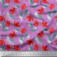 Satenska svilena tkanina s cvjetnim printom od smrekovog lišća i ljiljana širine dvorišta