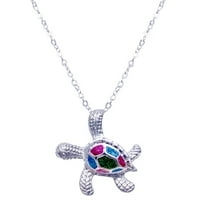 Nakit morska kornjača Ocean plava vatra opal umetak srebrna ogrlica nakit Ogrlice Za žene legura višebojna