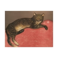 Zaštitni znak likovna umjetnost 'Mačka na jastuku' platno umjetnost Thophile-Alexandre Steinle