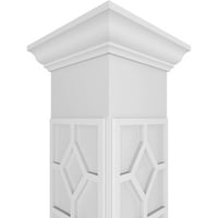 Ekena Millwork 12 W 8'H Obrtsman klasični kvadrat ne-konusa Kinsman Fretwork Column W Crown Capital & Crown baza