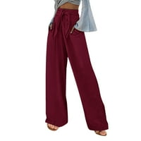 Ženske hlače u donjem rublju, ženske široke hlače s visokim strukom, jednobojne hlače s ravnim prorezom, u donjem dijelu leđa