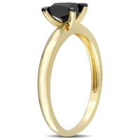 14-karatni crni dijamantni zaručnički prsten od 14 karata u žutom zlatu s crnim rodijem