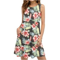 Ljetne haljine ženska cvjetna haljina za plažu bez rukava ležerna boho haljina s džepovima blagdanska rasprodaja