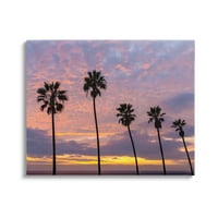 Stupell Industries Purple Cloud Sunset Visok Palm Tree Silhouettes Galerija za fotografiranje Omotana platna Umjetnost printana,