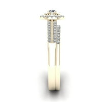 1 3CT TDW Dijamant 10K Žuti zlato Ovalni oblik Halo Bridal Set