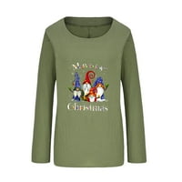 Ženske bluze i vrhovi ženski proljetni i jesenski džemperi s dugim rukavima s božićnim printom Božićna majica s dugim rukavima majica