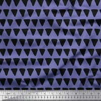 Ljubičasta pamučna Poplin tkanina u širini dvorišta s trokutastim geometrijskim tiskom