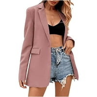 Blazer jakne za žene, modna ženska široka gornja odjeća dugih rukava s otvorenim prednjim dijelom, jednobojna bluza, Kaputi, Gornji