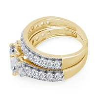Zaručnički prsten s kubičnim cirkonijem za godišnjicu zaruka za žene od srebra od 14k žutog zlata -9,5