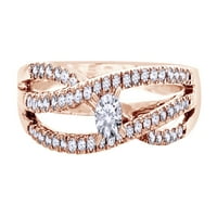 10K Bijeli prirodni dijamantni zaručnički prsten od ružičastog zlata