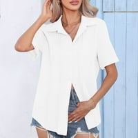 Ženska odjeća plus size modna ženska ležerna jednobojna bluza na kopčanje majica kratkih rukava ljetni vrhovi
