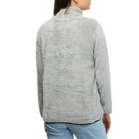 Zimski kaputi za žene, Ženska jednobojna bluza s patentnim zatvaračem s kapuljačom, pulover, majice, 3-inčna siva košulja