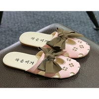 Za djevojčice; japanke zatvorenih prstiju; ravne sandale bez zatvaranja; lagane slatke ravne japanke s neklizajućim potplatom; ružičaste