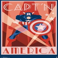 Comics-Captain America-Art Deco zidni Poster, 22.375 34