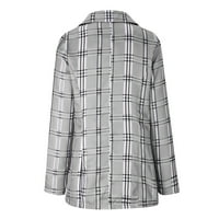 Ženske majice plus size ženske casual jednobojne velur džempere dugih rukava s otvorenim leđima kaput Rasprodaja siva 10