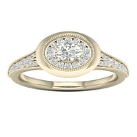 3 4CT TDW Diamond 14K žuti zlatni halo zaručnički prsten