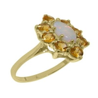 9-karatni prsten od žutog zlata britanske proizvodnje s prirodnim opalom i citrinom za žene - opcije veličine-veličina 7,25