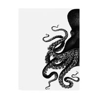 Zaštitni znak likovna umjetnost 'Octopus crno -bijela a' platno umjetnost Fab Funky