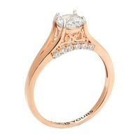 Zavjet & zauvijek personalizirani mladenka 14K ružičasto zlato preko srebrnog sjajnog bijelog topaza ugraviranog vjenčanog prstena
