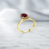 Kralj dragulja 1. Prsten od žutog zlata od 10 karata s ovalnim crvenim rodolitom, granatom i plavim safirom.
