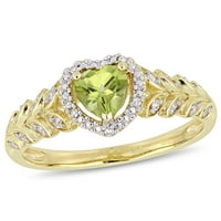 Ženski prsten s Peridotom od 10k i 10k žutim zlatnim dijamantom od žutog zlata