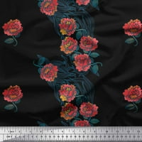 Tkanina Od Jorgeta s lišćem i cvjetnim umjetničkim dekorom, tiskana tkanina širine dvorišta