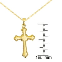 Privjesak u obliku križa od žutog zlata s pupoljcima od netaknutog karatnog zlata s lancem kabelskog užeta