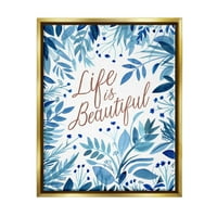 Stupell život je prekrasan plavi cvjetovi botanički i cvjetni slikati zlatni floater uokviren umjetnički print zidna umjetnost