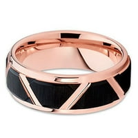 Zaručnički prsten od volframa od ružičastog zlata, 18K prsten od volframovog ružičastog zlata, crni prsten od volframa, vjenčani