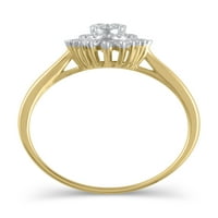 Carat T.W. Sjajnost fini nakit Ovalni kompozitni zaručnički prsten dijamantni zid u 10kt žutom zlatu, veličina 6