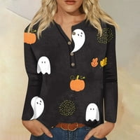 Kućni pulover top ženska modna ležerna majica s okruglim vratom s dugim rukavima s printom na kopčanje gornji dio