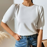 Rasprodaja ženskih krojeva na rasprodaji ženske mode kratki rukav Okrugli vrat jednobojni široki vrhovi bluza s napuhanim rukavima