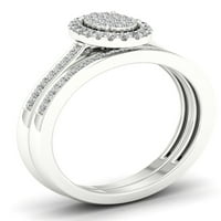 Svadbeni set od 1 $ 4k ovalni dijamant od srebra u obliku srebra s hrpom od 1 $