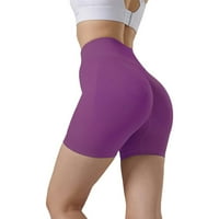 Ženske joga kratke hlače visokog struka s kontrolom volumena trbuha, kompresijske kratke hlače za vježbanje, srebrne