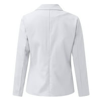 Odjeća Ženski jesensko-zimski kaput s dugim rukavima, jednobojna bijela boja