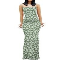 2 ženska slip haljina s cvjetnim printom ljetna haljina na plaži boemske duge maksi haljine ženski havajski stil putovanja- > 4
