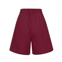 Ljetne kratke hlače na rasprodaji za žene u jednobojnoj boji sa širokim džepovima u vinskoj boji