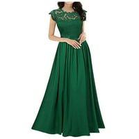 Ženske haljine večernja haljina s okruglim vratom s printom do gležnja modna ljetna haljina kratkih rukava u zelenoj boji