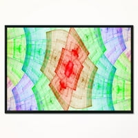 Umjetnički dizajn Svijetlocrvena i zelena cvjetna mreža apstraktna umjetnost na uokvirenom platnu. širok V. visok