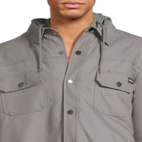 Muška platnena jakna s kapuljačom s kapuljačom od prave kože