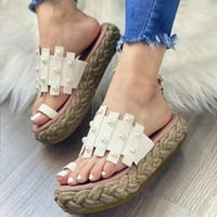Ženske sandale s platformom, sandale sa supinatorom, ljetne cipele s platformom, modne japanke s biserima, ženske tkane japanke,