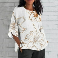 Ženski puloveri s okruglim vratom s rukavima od tri četvrtine s printom, vrhovi, Košulje, Bluze